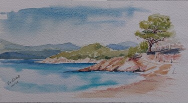 Peinture intitulée "Plage de la Courtad…" par Eve Elikoff, Œuvre d'art originale, Aquarelle