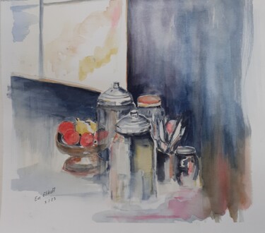 Pintura intitulada "Chez Laurent" por Eve Elikoff, Obras de arte originais, Aquarela