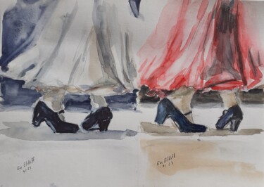 Malerei mit dem Titel "Flamenca n°1" von Eve Elikoff, Original-Kunstwerk, Aquarell