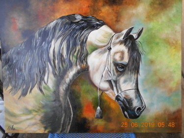 Painting titled "CHEVAL FANTASTIQUE" by Eva De Los Santos, Original Artwork, Oil