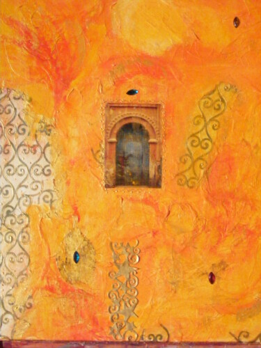 Painting titled "Porte Marocaine" by Eve-H, Original Artwork, Acrylic