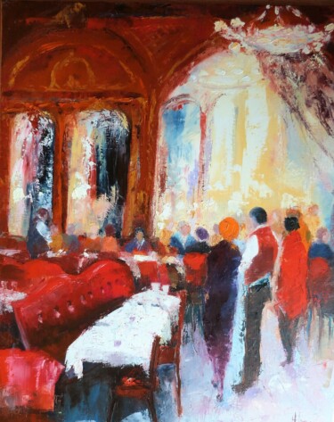 Painting titled "Une table ?" by Eve Hernandez, Original Artwork, Oil