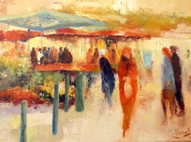 Peinture intitulée "Le marché saint Ant…" par Eve Hernandez, Œuvre d'art originale, Huile