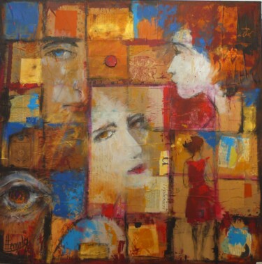 Peinture intitulée "Cachées dans les ca…" par Eve Hernandez, Œuvre d'art originale, Collages