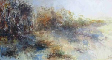 Peinture intitulée "Rhone gris" par Eve Hernandez, Œuvre d'art originale, Huile