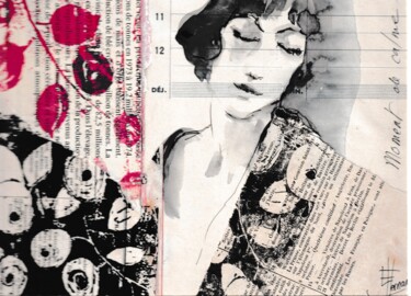 Collages intitulée "Février" par Eve Hernandez, Œuvre d'art originale, Encre