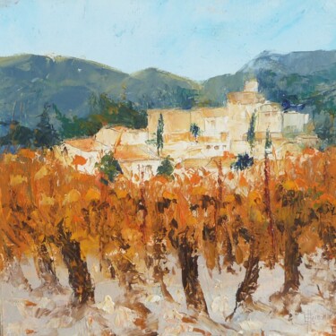 Peinture intitulée "Vignes de la vallée…" par Eve Hernandez, Œuvre d'art originale, Huile