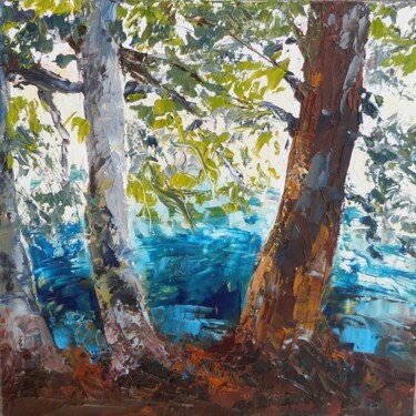 Painting titled "Lac Pavin" by Eve Hernandez, Original Artwork, Oil