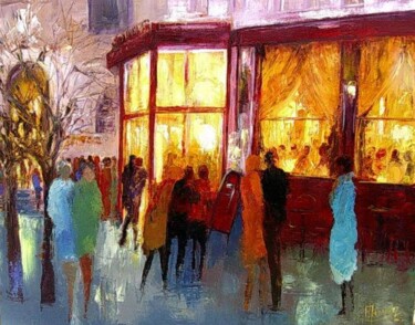 Painting titled "le grand café" by Eve Hernandez, Original Artwork, Oil