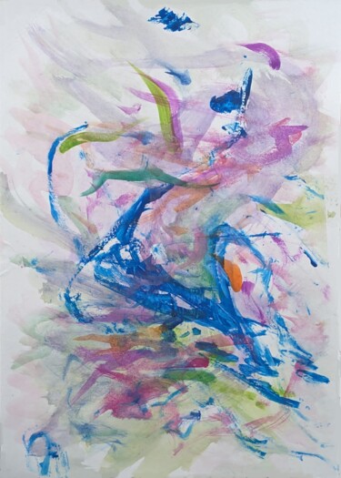 Painting titled "Fleurs d'eau" by Eve Lambert, Original Artwork, Gouache