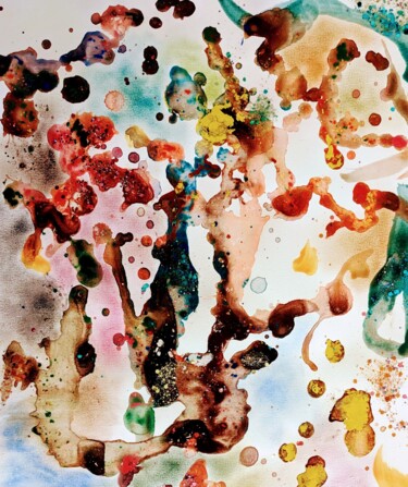 Peinture intitulée "Mineral Dripping" par Eve Lambert, Œuvre d'art originale, Gouache