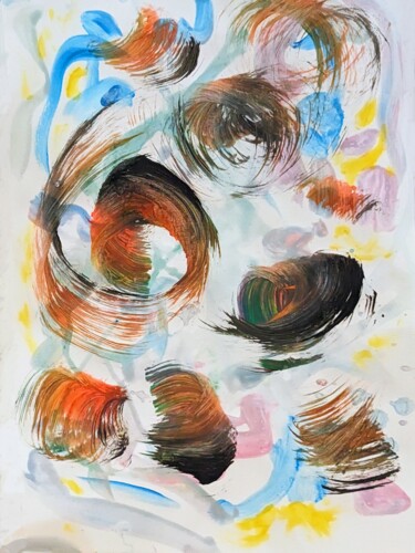 Schilderij getiteld "Color Swirl" door Eve Lambert, Origineel Kunstwerk, Gouache