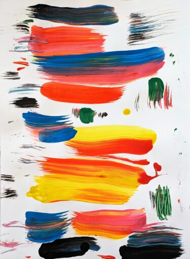 Peinture intitulée "Color Swash 2" par Eve Lambert, Œuvre d'art originale, Gouache