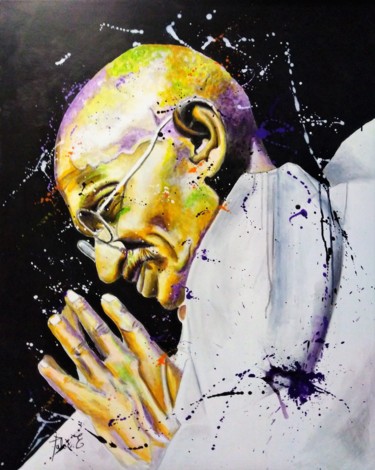 Malarstwo zatytułowany „"Gandhi"” autorstwa Eve Paloc, Oryginalna praca, Akryl