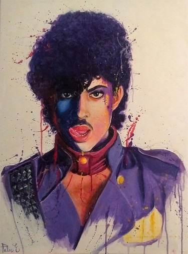 Painting titled "Purple Prince" by Eve Paloc, Original Artwork, Acrylic