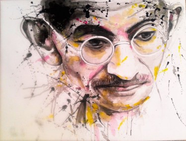 Painting titled "Gandhi" by Eve Paloc, Original Artwork, Acrylic