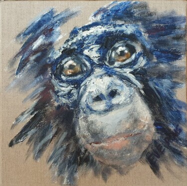 Peinture intitulée "le singe aux grands…" par Eve Pons, Œuvre d'art originale, Acrylique