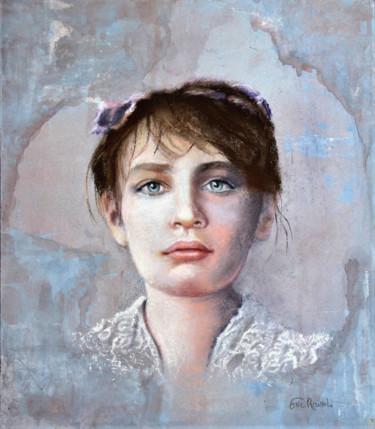Schilderij getiteld "Bleu à l’âme, Camil…" door Eve Roussel, Origineel Kunstwerk, Pastel