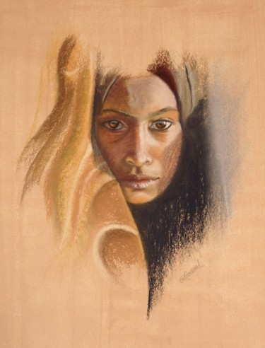 Painting titled "Ocre et Lumière" by Eve Roussel, Original Artwork, Pastel