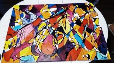 Painting titled "VITESSE" by Eve Baloutch (Wond'AwA), Original Artwork, Acrylic Mounted on Wood Stretcher frame