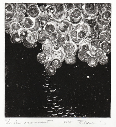 Druckgrafik mit dem Titel "Les âmes ascensionn…" von Eve Clair, Original-Kunstwerk, Radierung