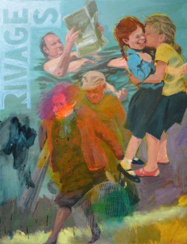 Malarstwo zatytułowany „Rivages” autorstwa Eve Clair, Oryginalna praca, Olej Zamontowany na Drewniana rama noszy
