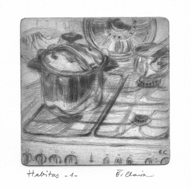 Gravures & estampes intitulée "Habitus" par Eve Clair, Œuvre d'art originale, Gravure