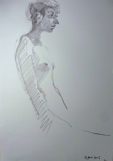 Drawing titled "13 janvier 2015" by Eve Clair, Original Artwork, Pencil