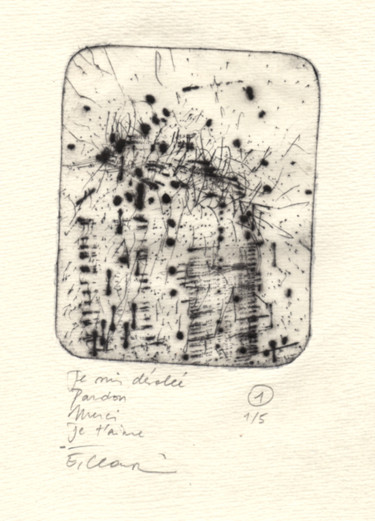 Gravures & estampes intitulée "desolee-01.jpg" par Eve Clair, Œuvre d'art originale, Gravure