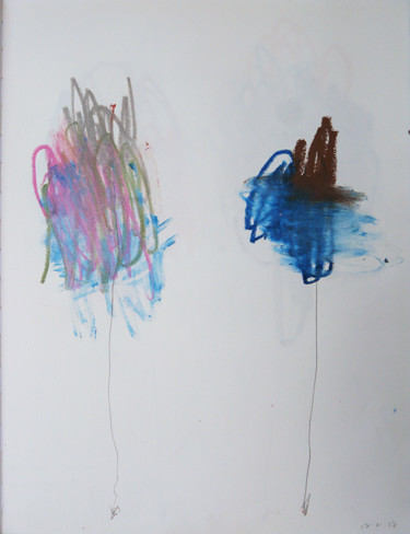 Peinture intitulée ""Deux âmes"" par Eve Clair, Œuvre d'art originale, Pastel
