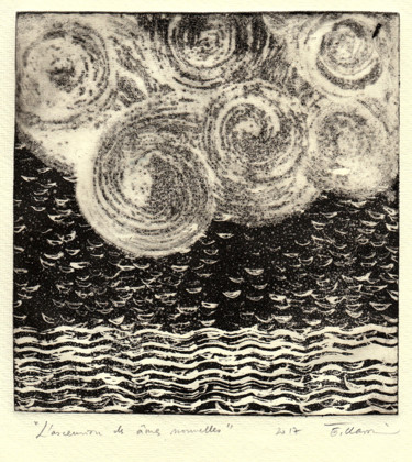 Printmaking titled "L'ascension des âmes" by Eve Clair, Original Artwork, Etching