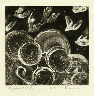 Gravures & estampes intitulée "A propos des Anges" par Eve Clair, Œuvre d'art originale, Eau-forte