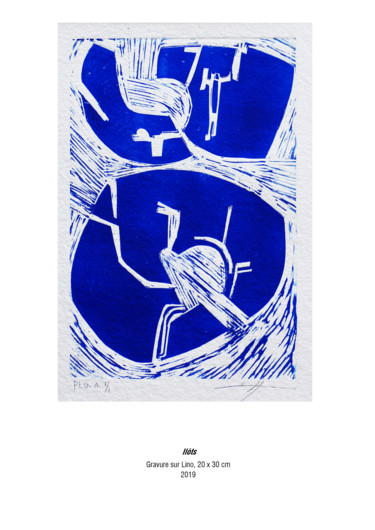 印花与版画 标题为“Ilots” 由Evelyne Henrard, 原创艺术品, Linocuts