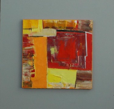 Peinture intitulée "carré rouge,orange,…" par Evelara, Œuvre d'art originale, Huile