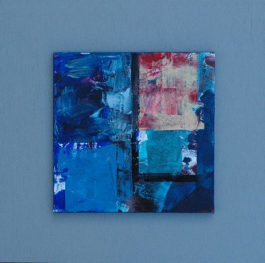 Peinture intitulée "nouveauté carré bleu" par Evelara, Œuvre d'art originale