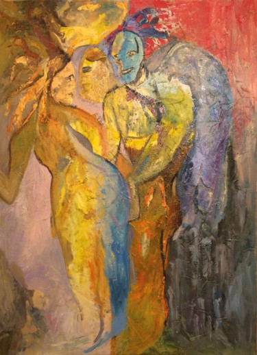 Painting titled "Kiss of peace - Rob…" by Robertas Kasperovicius, Original Artwork, Oil