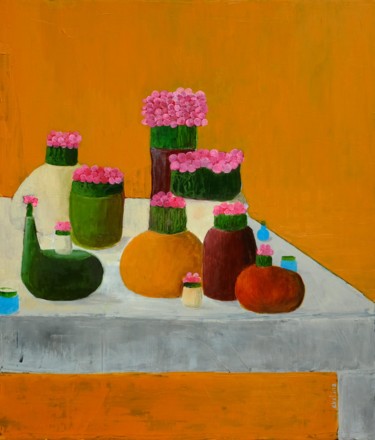 Painting titled "Vases and little va…" by Evelina Spassova, Original Artwork, Oil