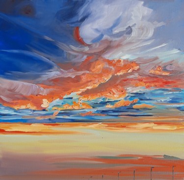 Pittura intitolato "Sunset 3" da Evelina Agata, Opera d'arte originale, Olio