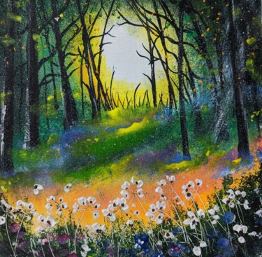 Painting titled "Abstract woodland" by Evelina Vine, Original Artwork, Acrylic