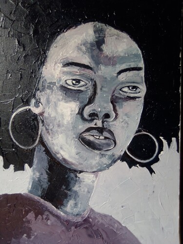 Schilderij getiteld "African girl" door Evelyn Babirye, Origineel Kunstwerk, Acryl