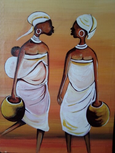 Painting titled "Ready to fetch" by Evelyn Babirye, Original Artwork, Acrylic