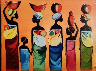 Painting titled "A sweet time togeth…" by Evelyn Babirye, Original Artwork, Acrylic