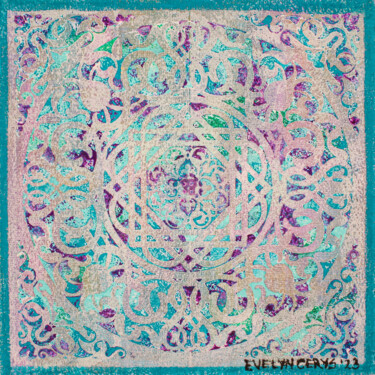 Картина под названием "Mandala Design in b…" - Evelyn Cerys, Подлинное произведение искусства, Акрил