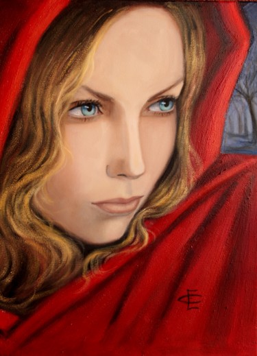 Painting titled "CAPERUCITA" by Evelyn Carell, Original Artwork, Oil