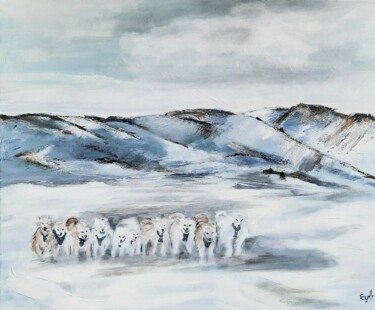 Картина под названием "Équipée au Groenland" - Evelyne Beaurain, Подлинное произведение искусства, Акрил Установлен на Дерев…