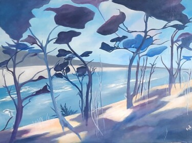 「Les arbres du Trieu…」というタイトルの絵画 Evelyne Beaurainによって, オリジナルのアートワーク, アクリル ウッドストレッチャーフレームにマウント