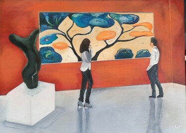 Картина под названием "Ma petite galerie n…" - Evelyne Beaurain, Подлинное произведение искусства, Акрил Установлен на Дерев…