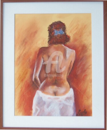 Peinture intitulée "nu au drapé" par Evely, Œuvre d'art originale, Pastel