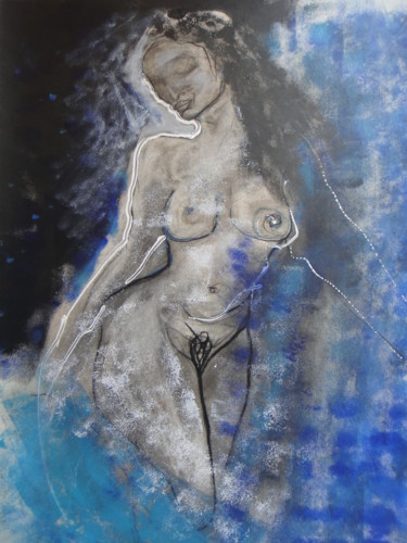 Pintura titulada "ALBASTRU" por Evelyne Cassan, Obra de arte original, Pastel