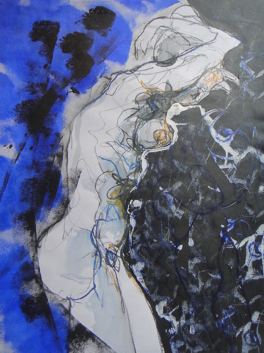 Peinture intitulée "BLU" par Evelyne Cassan, Œuvre d'art originale, Pastel